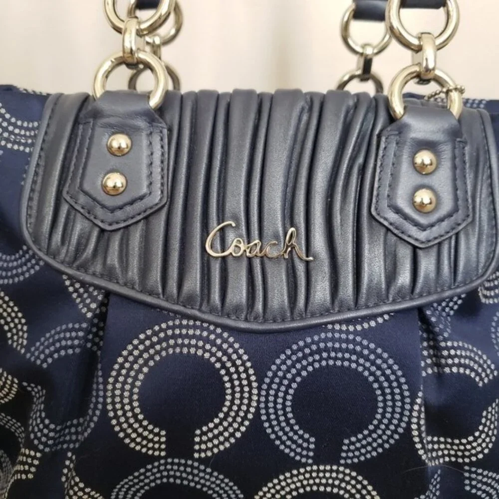 COACH Ashley Dotted Op Art Signature Satchel EUC